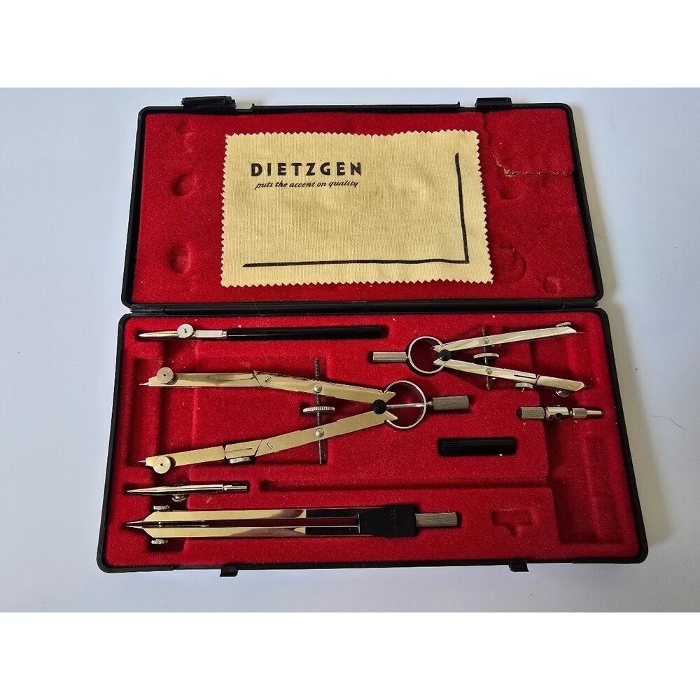 Vintage Dietzgen Stellar  Drafting Set - Precision Drawing Instruments - Antique